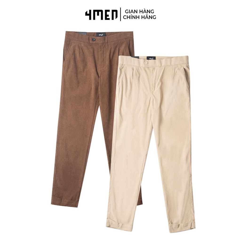 Quần Kaki Nhung Tăm Lưng Thun Form Slim-cropped 4MEN QK023