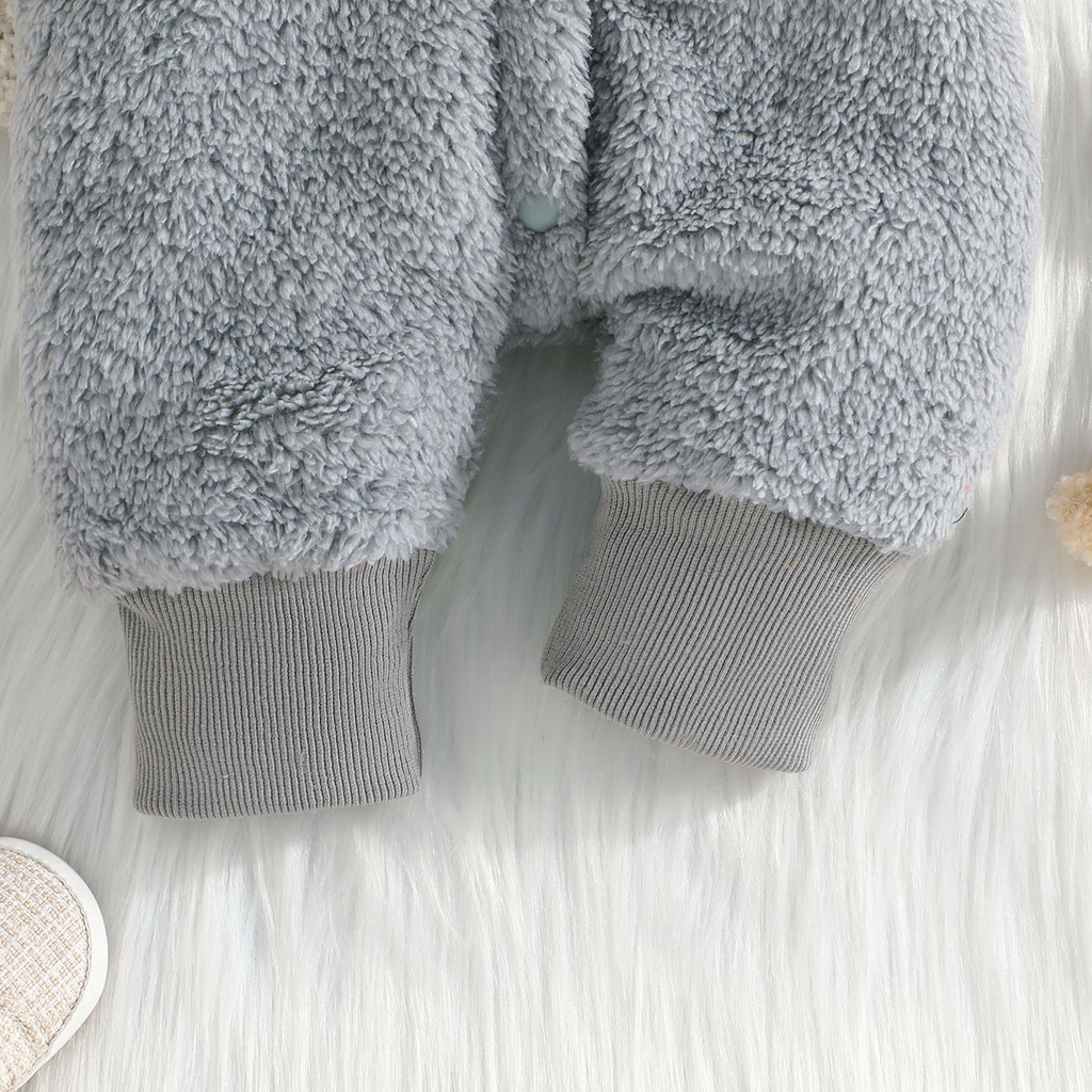 Body bé gái bé trai đồ sơ sinh từ 1 đến 18 tháng Áo Hoodie bodysuit liền thân In Họa Tiết đôi tai Gấu Hoạt Hình Giữ Ấm Mùa Đông Dễ Thương Dành dài tay quần áo cho bé trẻ em