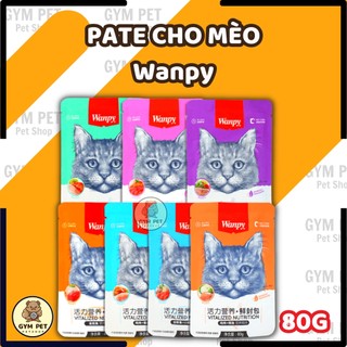 Pate Wanpy cho mèo thơm ngon, đủ vị cá ngừ, gà, cá hồi, cá tuyết - gói 80gr, pate cho mèo wanpy