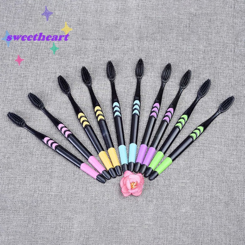 Set 10 Bàn Chải Đánh Răng Than Tre Lông Mềm Cho Người Lớn