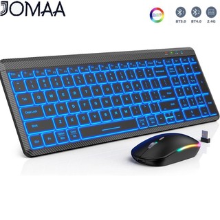 Jomaa bàn phím bluetooth + chuột không dây 2.4g sạc lại được có đệm số dành cho mac, windows, i0s