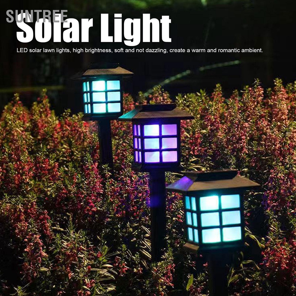 SUNTREE Bộ 2 Đèn LED Bãi Cỏ Chống Thấm Nước Đường Dẫn Năng Lượng Mặt Trời Sân Vườn Trang Trí Cảnh Quan