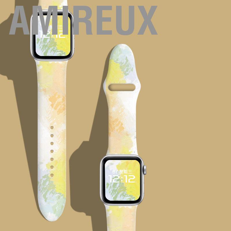 Amireux Floral Printed Smartwatch Band Replacement Soft Silicone Sport Watch Strap for Iwatch 7 Series