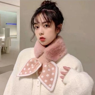 Khăn quàng cổ lông mềm, nơ chấm bi cute