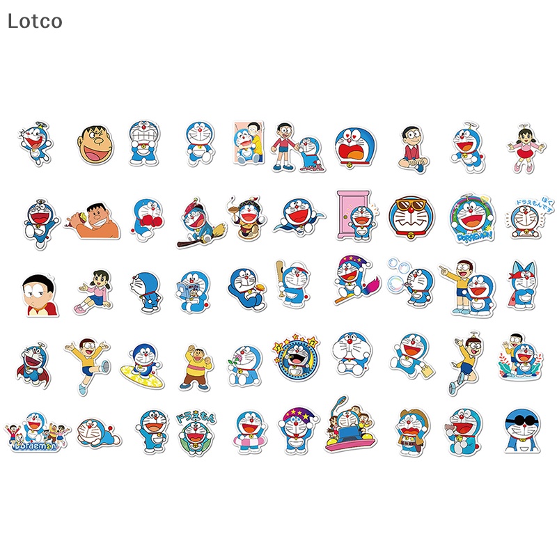 Bộ 50 Miếng Dán Hình doraemon Trang Trí Xe Hơi / Vali / Xe Máy / laptop vn