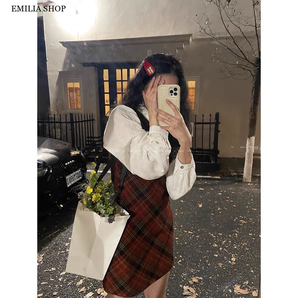 Chất lượng cao EMILIA SHOP Chic váy nữ Đầm Body Cho thời váy phổ biến Korean thời trang Vintage WLQ23B0R1L 47Z231122