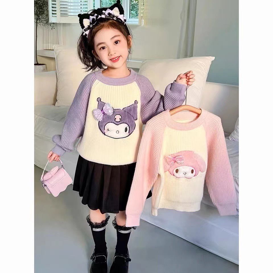 Áo len chui đầu hình coromi cho bé gái