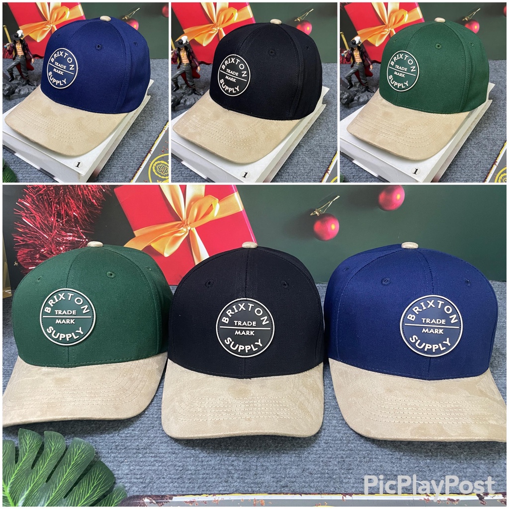 Nón lưỡi trai thời trang nam, nón kết phối da lộn, nón Brixton đẹp