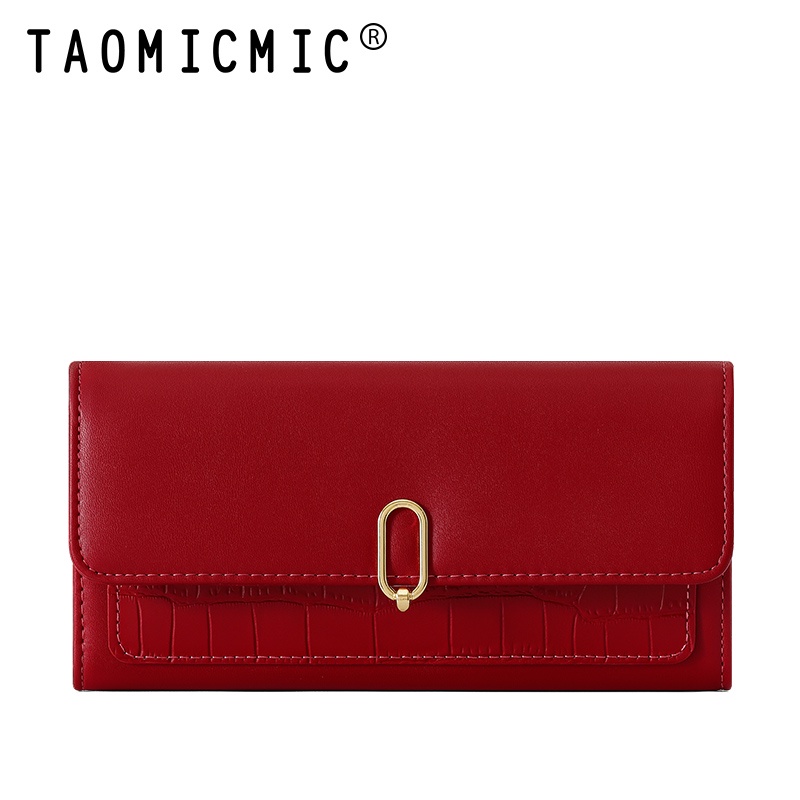 Ví Da pu Cao Cấp Dáng Dài Có Nhiều Ngăn Đựng Thẻ Và Khóa Cài Thời Trang Cho Nữ