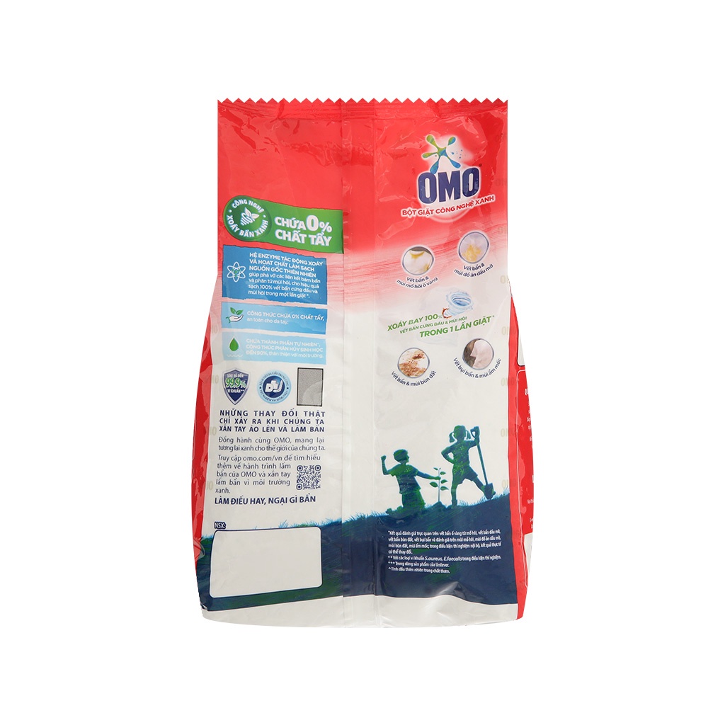 Bột giặt OMO công nghệ giặt xanh giúp xoáy bay vết bẩn loại bỏ mùi hôi túi 770g