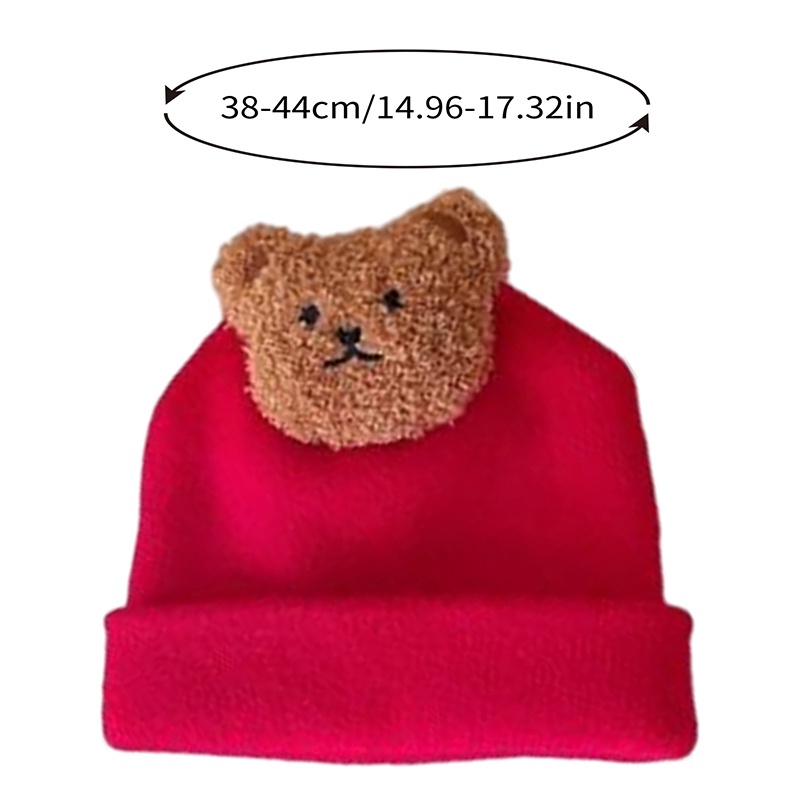 Mũ Dệt Kim Mềm Mại In Họa Tiết Gấu Hoạt Hình Đáng Yêu Giữ Ấm Mùa Đông Cho Bé Trai Và Gái