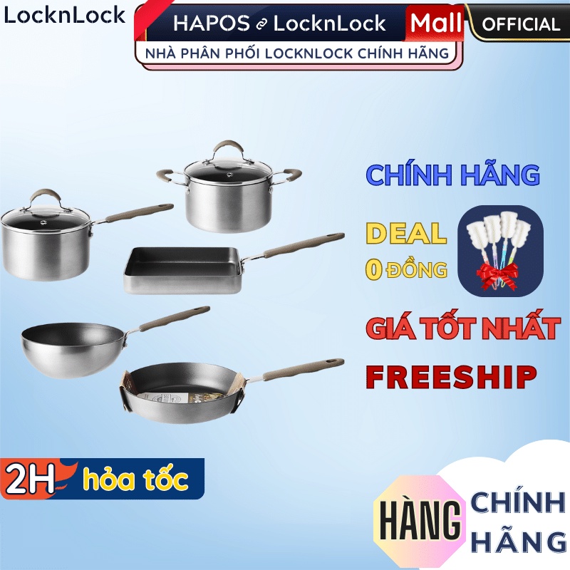 Nồi chảo nhôm LocknLock mini Handycook không dùng trên bếp từ - chống dính Chính hãng, nấu đồ ăn dặm - HAPO