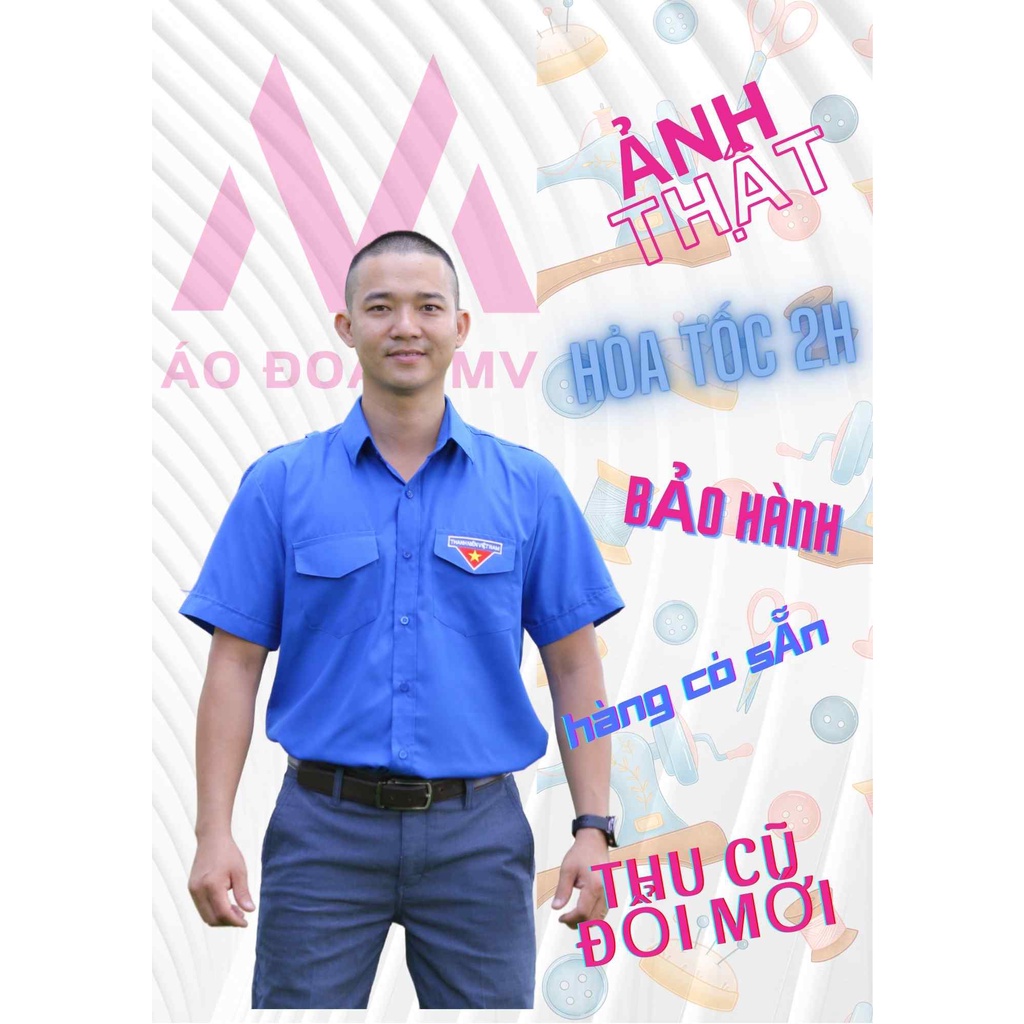 [Có sẵn]HÀNG VĂN PHÒNG[Chính hãng] ÁO SƠ MI ĐOÀN TNVN TAY NGẮN