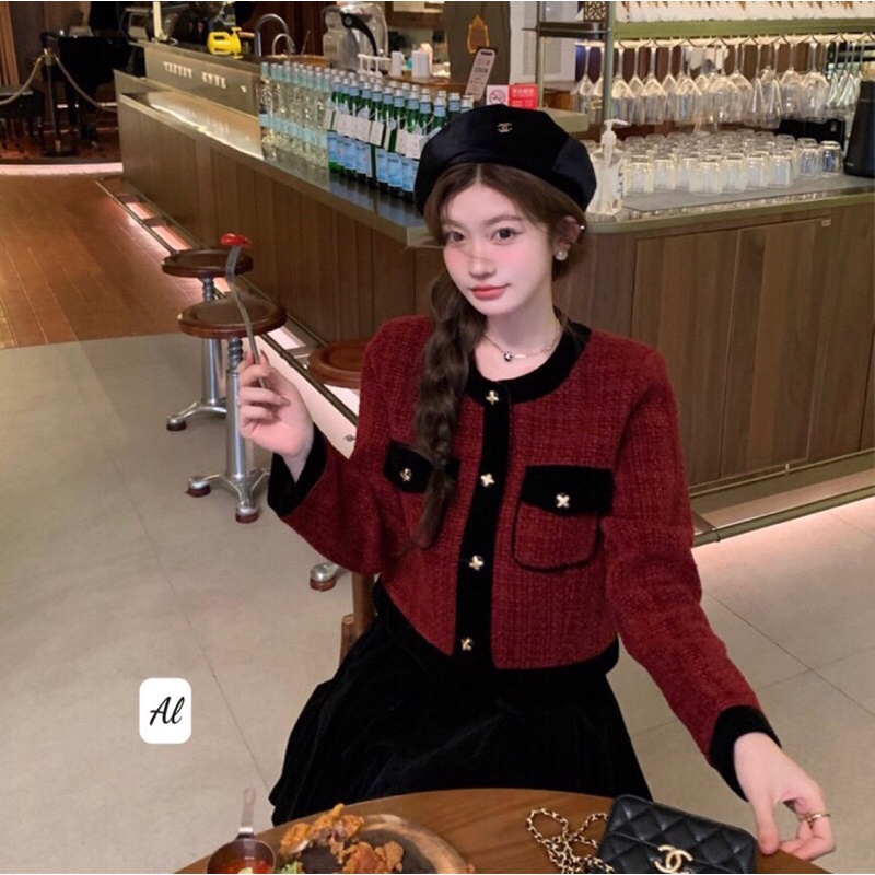 Set áo dạ chân váy nhung