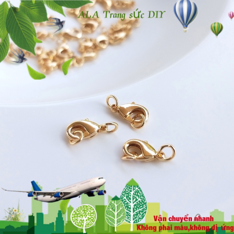 💖Trang sức DIY phụ kiện💖14K 18K mạ vàng phụ kiện màu tôm hùm clasp mùa xuân clasp vòng đeo tay kết nối clasp DIY vật liệu trang trí thủ công