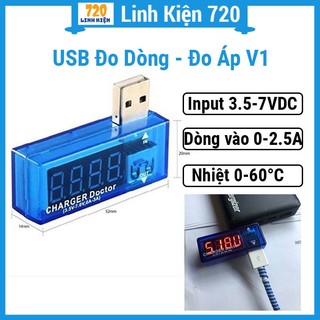 Test điện thoại, sạc dự phòng - USB đo dòng đo áp V1, đo điện áp các cổng chuẩn USB