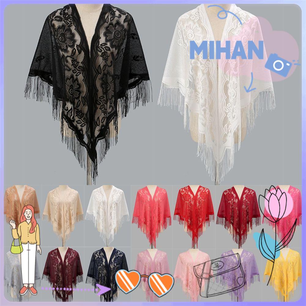 Mihan1 Áo Choàng Vải Tuyn Phối Tua Rua Nhiều Màu Thời Trang Dự Tiệc Cưới