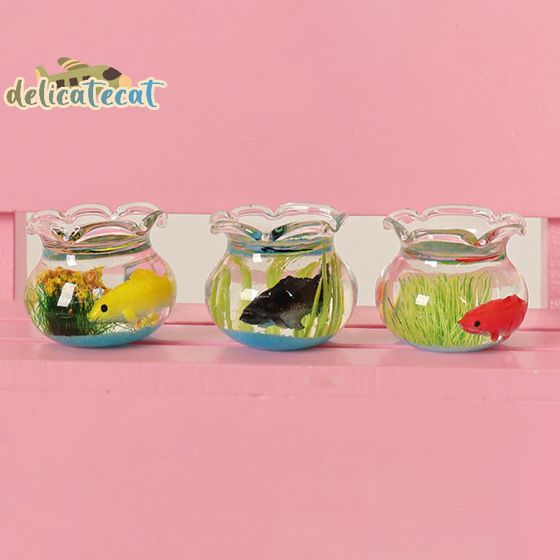 1 Mô Hình Bát Cá Thủy Tinh Thu Nhỏ Trang Trí Nhà Búp Bê