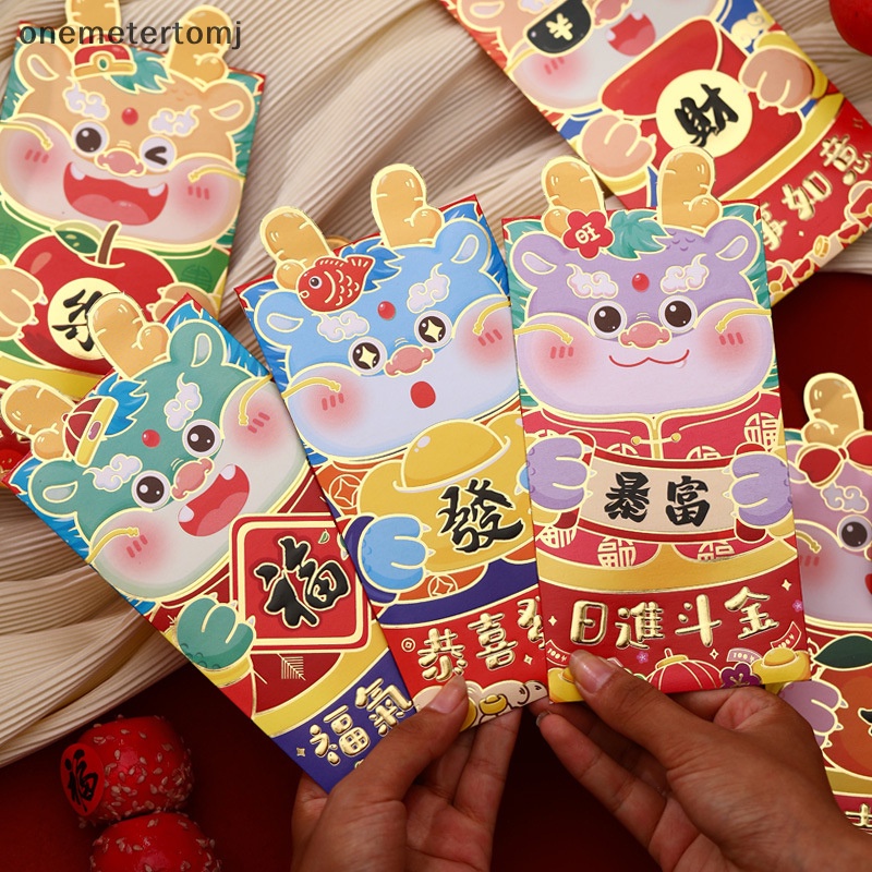 Onemetertomj Set 6 Bao Lì Xì Năm Mới 2024 Hình Rồng Đỏ May Mắn Phong Cách Trung Hoa