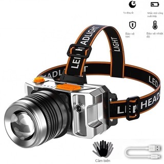 Đèn pin led siêu sáng cảm biến t6 sử dụng điện sạc usb tiện dụng