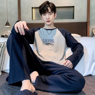 Bộ đồ ngủ tay dài chất cotton thời trang xuân thu cho nam
