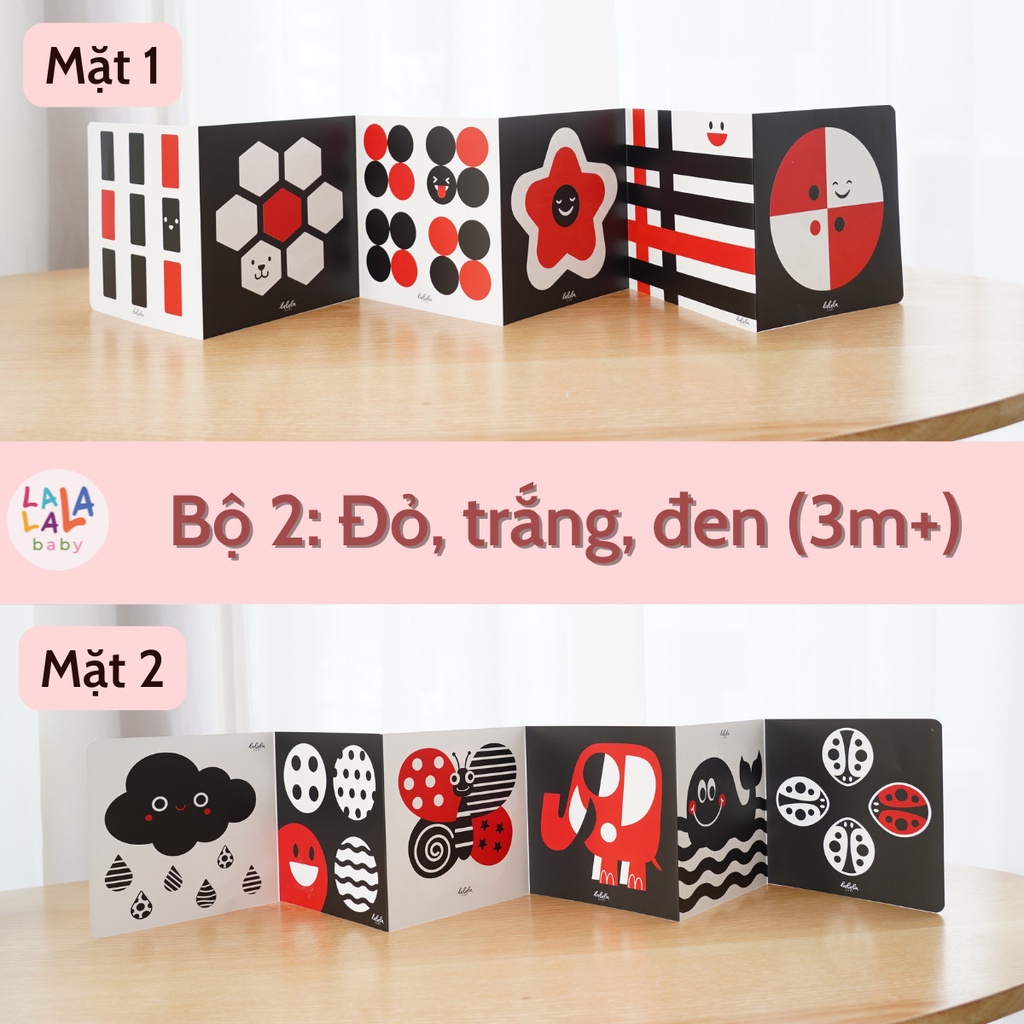 Bộ thẻ kích thích thị giác cho bé bao gồm thẻ gấp và thẻ decal dán tường thương hiệu Lalala baby