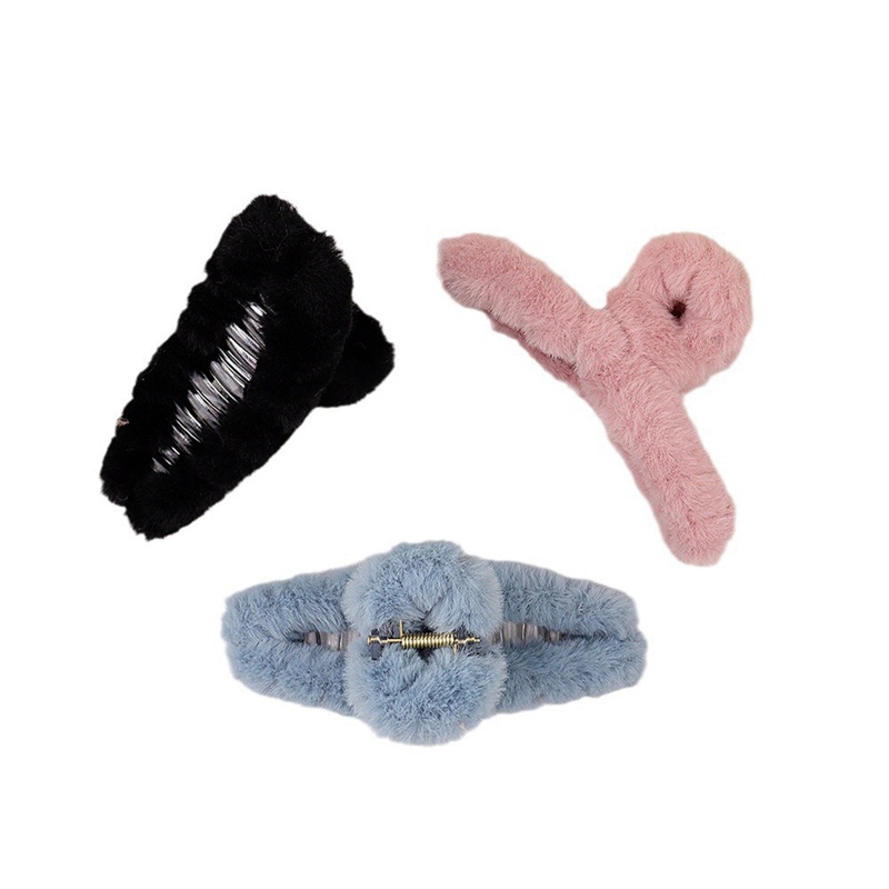 Kẹp Tóc Hình Cá Mập Phủ Lông Thời Trang Thu Đông Đơn Giản Cho Nữ