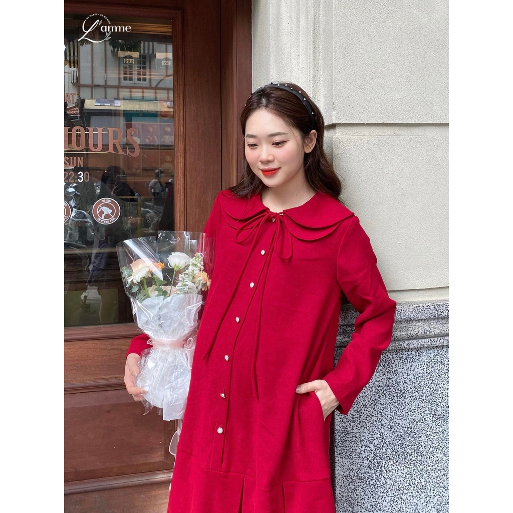 Váy bầu Maris dáng suông chất nhung mềm phù hợp thu đông BY L'AMME