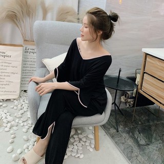 Đồ ngủ pijama ba phần mềm mại, hở lưng, tay lửng, dành cho nữ