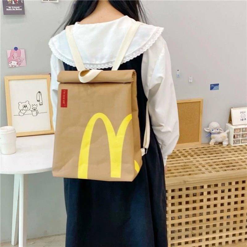 MLKSRH KQES Mcdonald Ba Lô Đi Học Bằng Giấy Sức Chứa Lớn Thoải Mái Cho Nữ Sinh