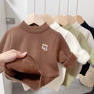Áo sweater lông cừu một mảnh cổ tròn thời trang thu đông dành cho bé trai