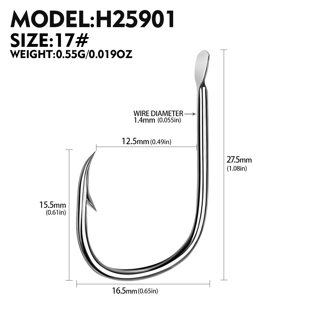 Proberos Set 50 Lưỡi Câu Cá Thẳng 17 # - 19 # Bằng Thép carbon Chất Lượng Cao