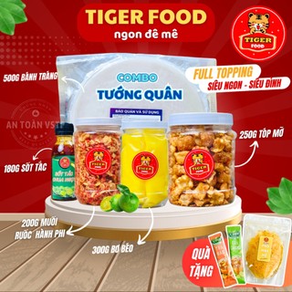 Combo bánh tráng phơi sương siêu to khổng lồ tiger food nhiều topping muối ruốc hành phi - tóp mỡ - bơ béo - sốt tắc