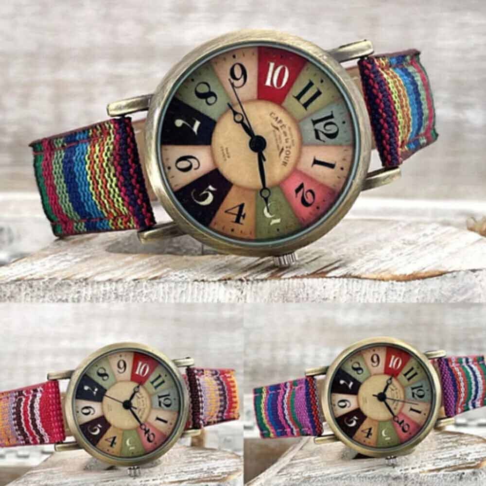 Vintage Watches with Rainbow Pattern Watches for Women with Multicolour Rainbow Pattern Vintage Watches for Her teiph