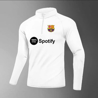 Áo Sơ Mi Tập Bóng Đá Nam Barcelona Ấm Lên Dài Tay Mặc Nửa Zip Quần Áo Bóng Đá Nhanh Khô Thoáng Khí Mỏng Vải Real Madrid Barcelona