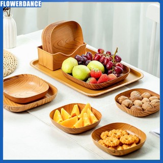 Hạt gỗ Đồ ăn nhẹ bằng nhựa Đĩa trái cây Bát salad vuông Sáng tạo Nhổ xương Đĩa trái cây khô Khay tráng miệng Nhà bếp Bộ đồ ăn Đĩa lưu trữ đồ ăn nhẹ hoa
