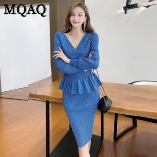 Set Áo Len Dài Tay + Chân Váy Lưng Cao Thời Trang Dành Cho Nữ