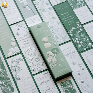 Hộp 20 tấm Bookmark - Thẻ đánh dấu sách HOA LINH LAN CHUÔNG XANH PASTEL DỊU DÀNG in dập nổi siêu đẹp luôn TanpopoSticker