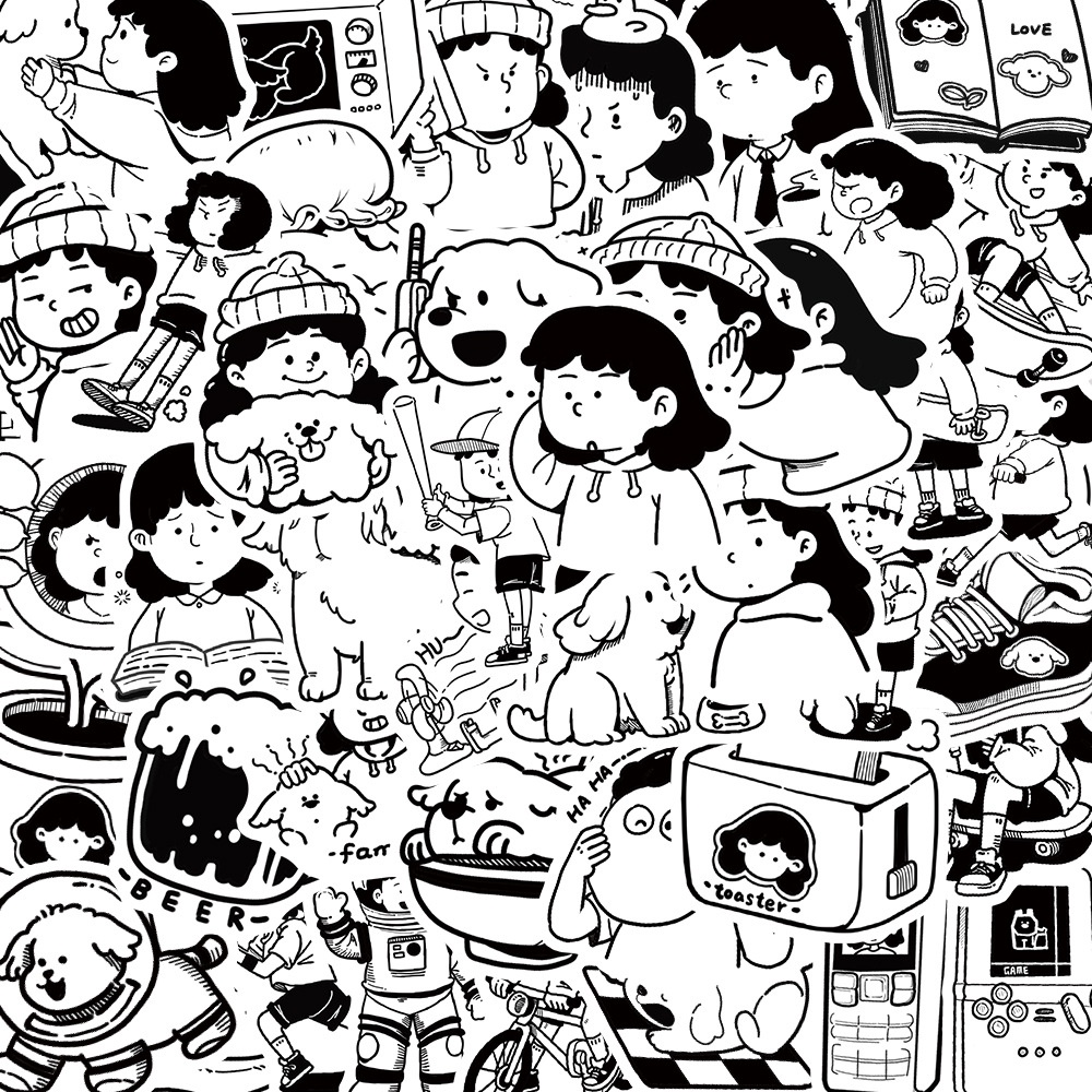 50 Miếng Dán Hoạt Hình Trang Trí Mũ Bảo Hiểm Xe Đạp