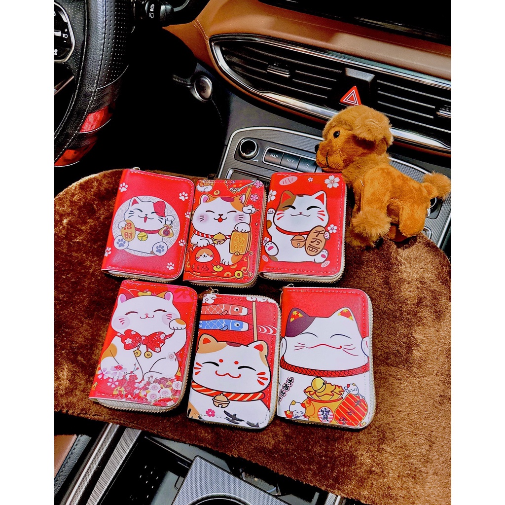 Ví Da PU Mini Cầm Tay Họa Tiết Cô Gái Nhật Bản Xinh Xắn Nhiều Ngăn Có Khóa Kéo Bóp Nữ Cute Hot Trend Dễ Thương