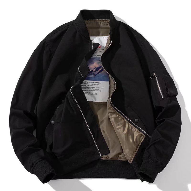Áo Khoác bomber cotton Dáng Rộng Màu Sắc Đơn Giản Cho Cặp Đôi