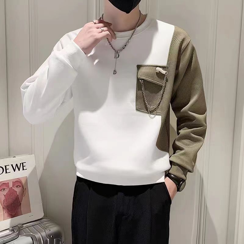 Màu Sắc Áo Thun Dài Tay Phối Màu Cá Tính Theo Phong Cách retro Hongkong Dành Cho Nam