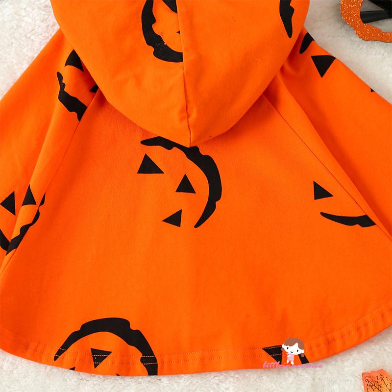 Xzq-kid Áo Choàng poncho Có Mũ Trùm Đầu In Hình Bí Ngô halloween Giản Dị Mùa Xuân Thu