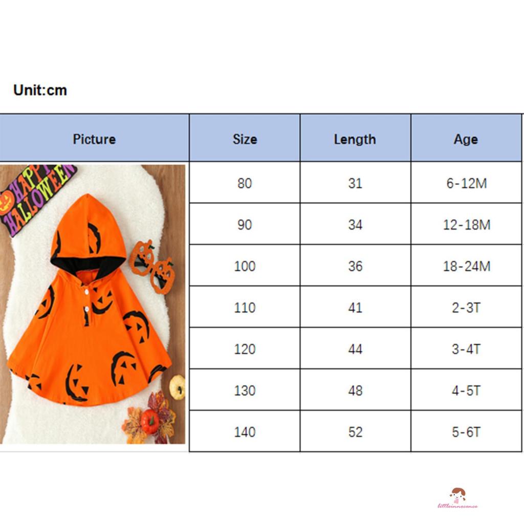 Xzq-kid Áo Choàng poncho Có Mũ Trùm Đầu In Hình Bí Ngô halloween Giản Dị Mùa Xuân Thu