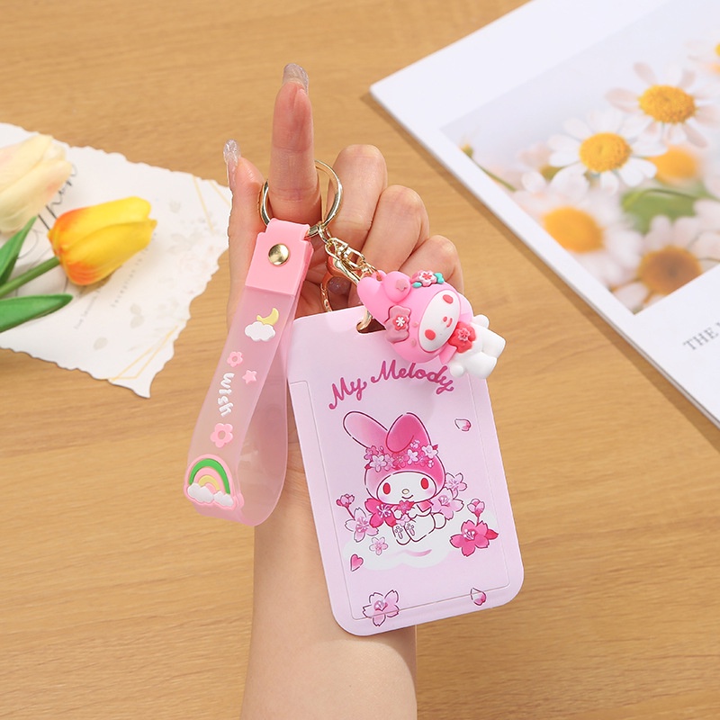 Sanrio Ví Đựng Thẻ id / Thẻ Ngân Hàng Kiểu Hoạt Hình melody Dễ Thương Kèm Móc Khóa Tiện Dụng