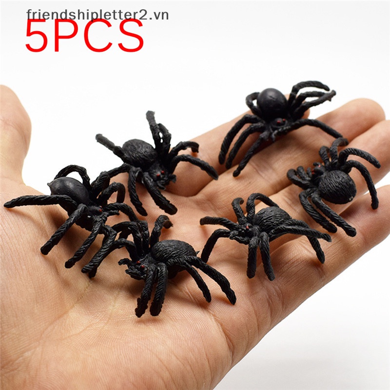 Bộ 5 Con Nhện Nhựa Đen Trang Trí halloween