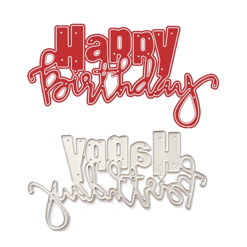 Khuôn Cắt Giấy Làm Từ Kim Loại Hình Chữ happy birthday Trang Trí Scrapbook