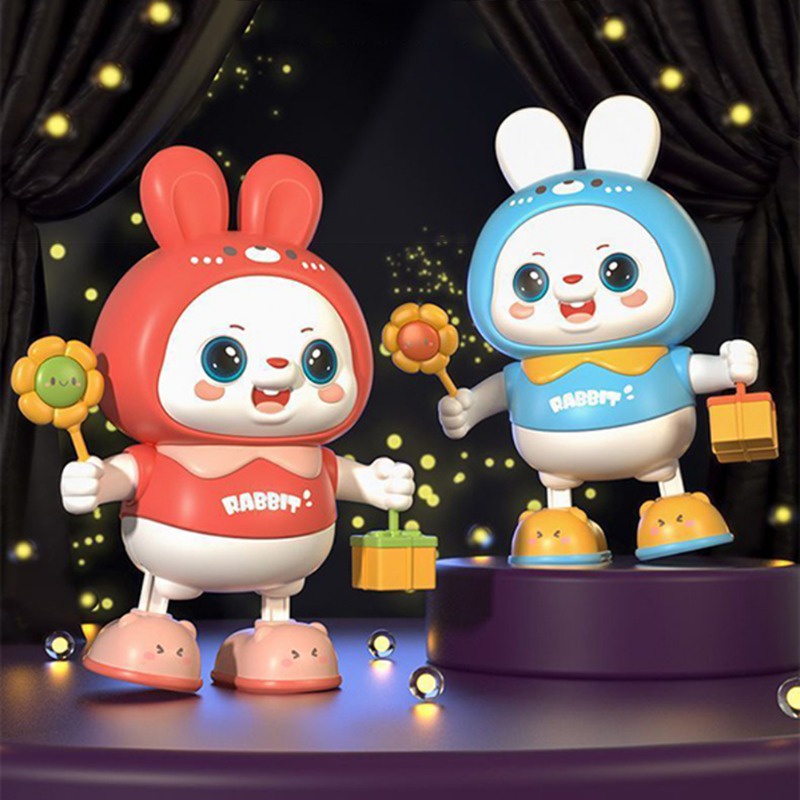 Búp Bê Đồ Chơi Thỏ Nhảy Múa Điện Tử 2 Chế Độ Bằng Nhựa Có Đèn Cho Bé