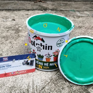 Sơn chậu cảnh kiểng màu xanh ngọc bích , ngọc lục bảo DOLPHIN hệ nước 1kg