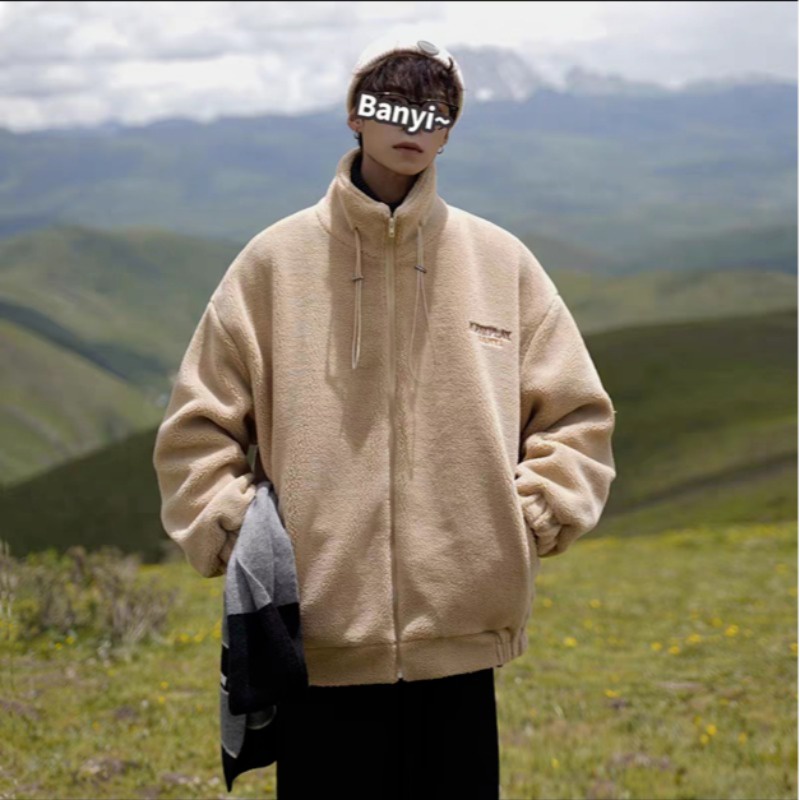 Nurgaz Áo Khoác Cổ Đứng Màu Trơn Phối Khóa Kéo Thời Trang Ấm Áp Cho Nam